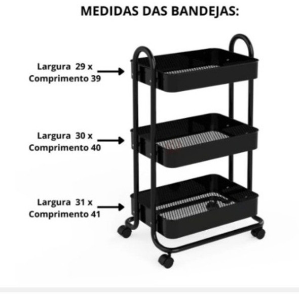 Carrinho Organizador Com 3 Prateleiras Multiuso 1