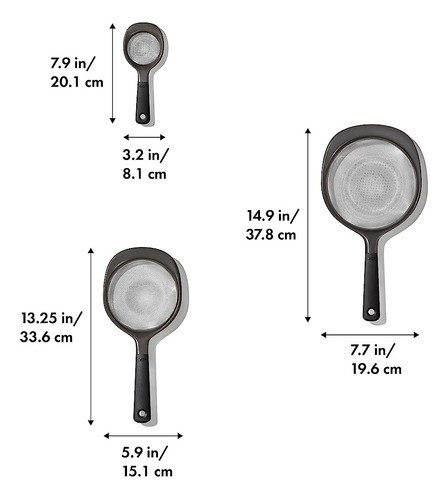 Oxo Good Grips Juego De Colador De 3 Piezas, Negro 1