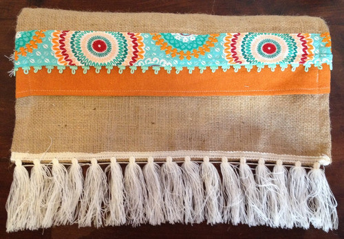 Caminos Arpillera O Lienzo Con Puntilla,flecos Etc.150x30cm 1