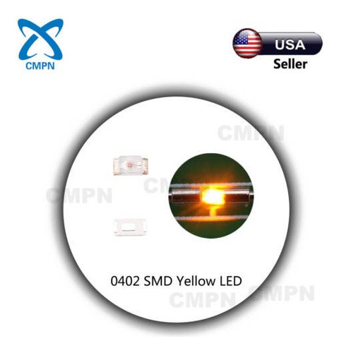 100pcs 0402 1005 Smd Led Diodos Amarillo Brillante Luz Emite 1