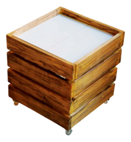 Mesinha Rústica De Apoio Em Madeira Com Rodízios - Seu Zé 0