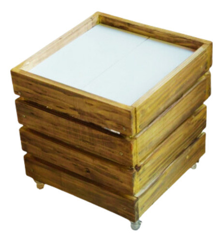 Mesinha Rústica De Apoio Em Madeira Com Rodízios - Seu Zé 1