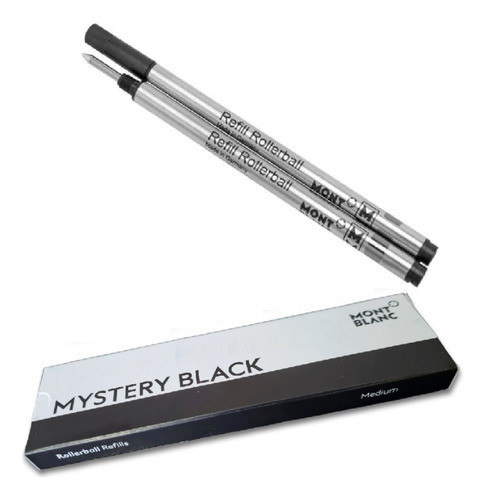 2 Refil Caneta Montblanc Rollerball Carga Tinta Preta M710 0