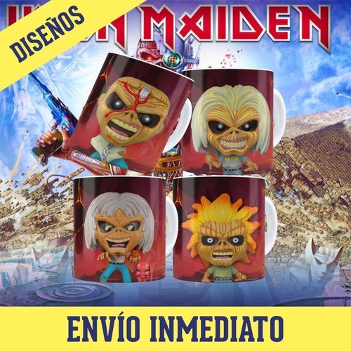 Kit Diseños Plantillas Tazas Iron Maiden Funko Sublimación 1