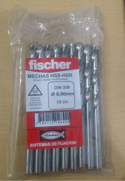 Mecha De Acero Rapido Fischer 6mm Metales - Por Unidad 1