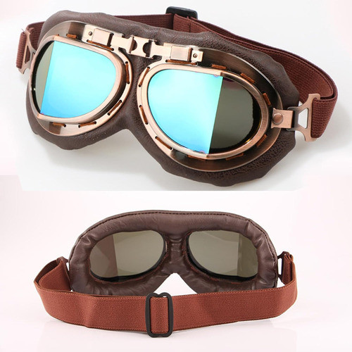 Gafas De Motocicleta Vintage Estilo Retro Cobre Anti Uv 1