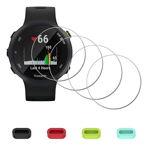 4 Protec. Pantalla + 4 Tapones Antipolvo Forerunner 45/45s 0