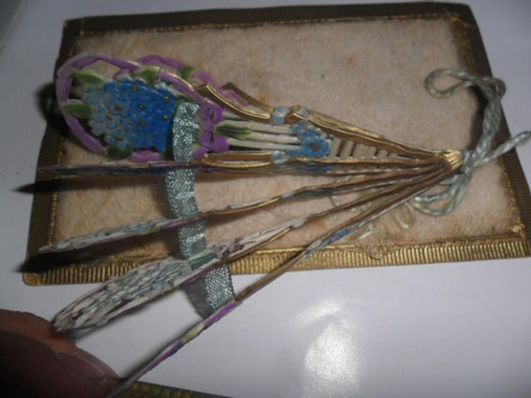 Postal Antigua 1925 Algodon  Abanico Celuloide Dedicada 1