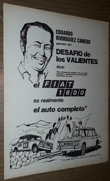 P188 Clipping Publicidad Automovil Fiat 1600 Año 1971 0