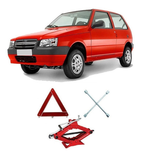 Kit Estepe Macaco + Chave Cruz + Triangulo Para Fiat Uno 96 0