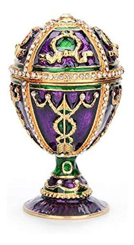 Qifu Faberge Estilo Huevo Pintado A Mano Caja De Baratijas 0