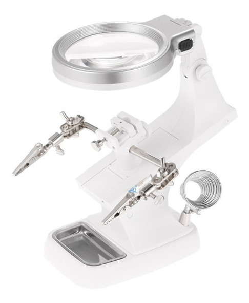 Lupa 3x - 4.5x Luz Led Blanca Pinza Cocodrilo Apoya Soldador 0