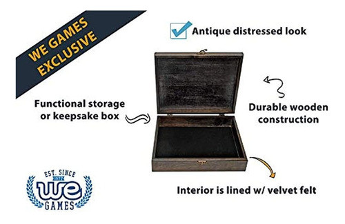 We Juegos Old World Wooden Treasure Box Con Pestillo De Latr 1