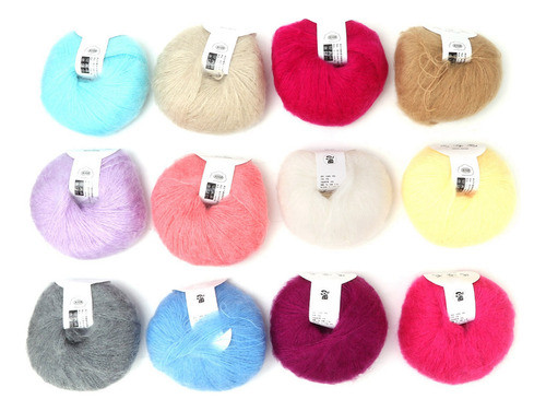 12 # 12 1 Conjunto De Doze Cores Soft Angola Mohair Popular 0