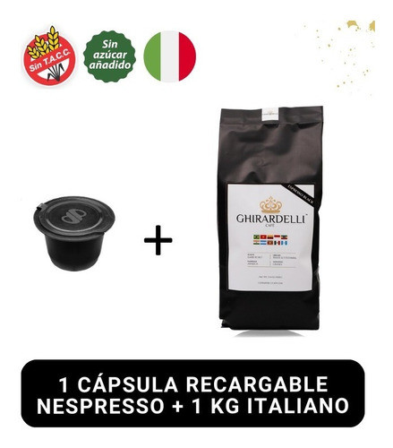 1 X Cápsula Recargable Nespresso + 1 Kg Café Blend Italiano 0