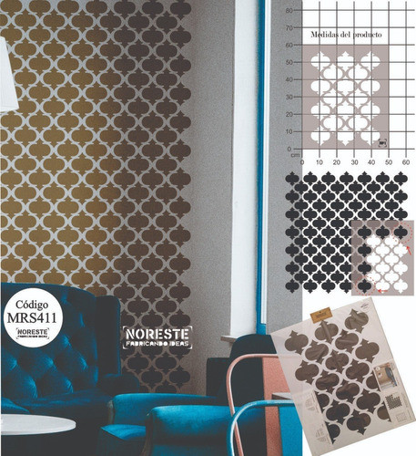 Stencil Decorativo Marroqui Pared Piso Tela 50x60 Marrueco 0