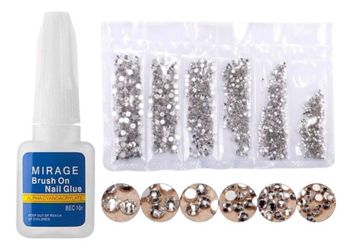 Kit Para Unhas Em Gel 1 Cola + Pedras Para Decoração Strass 0