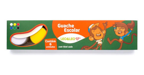 Tinta Guache Escolar Caixa C/6 Cores 15ml Por Pote Leo&leo 0
