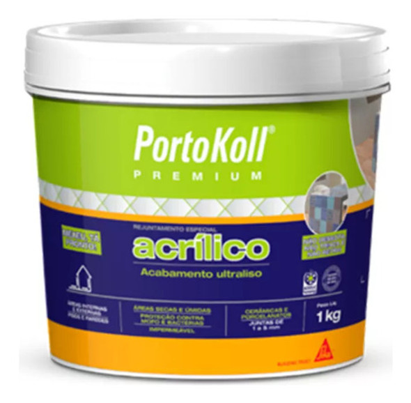 Kit 2 Balde 1 Kg Rejunte Portokoll Acrilico Premium Preto Re 0