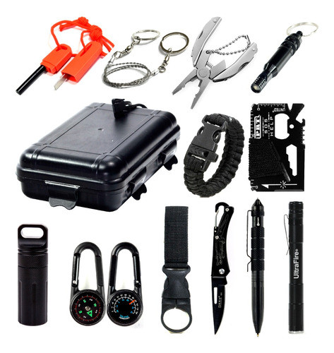 Kit Sobrevivência Edc Militar Camping Pesca 13 Peças 0