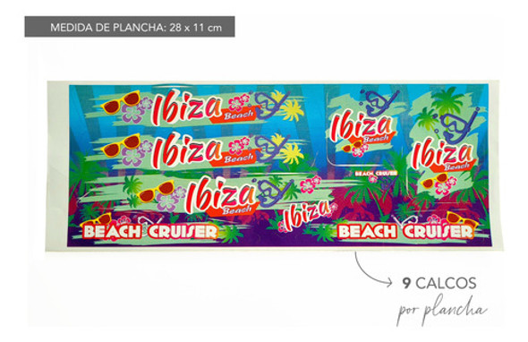 Plancha Kit De Calcomanías P/ Bicicletas Ibiza 1