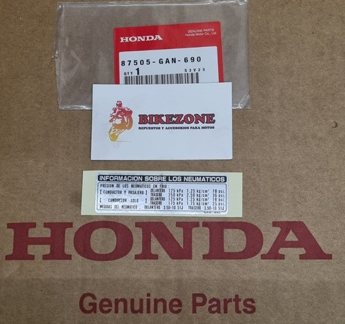 Calco Original Honda Ct 70 Información Neumáticos Ct70 Plata 0
