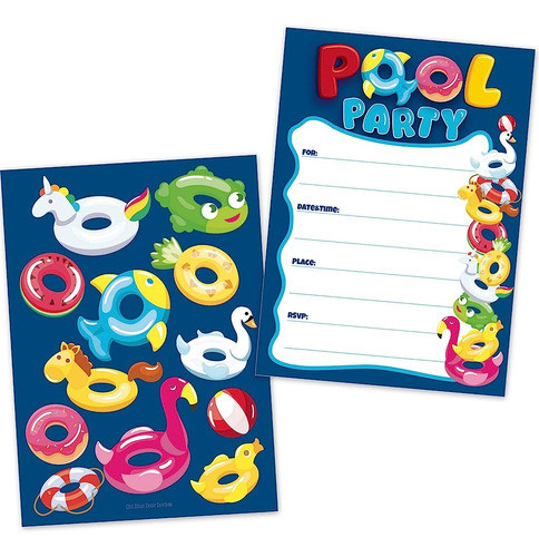 Invitaciones De Cumpleaños Para Fiestas En La Piscina Para N 0