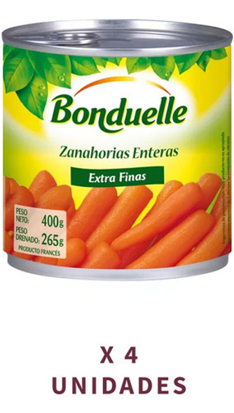 Zanahorias Enteras Bonduelle X400gr X4 Unidades Orig Francia 0