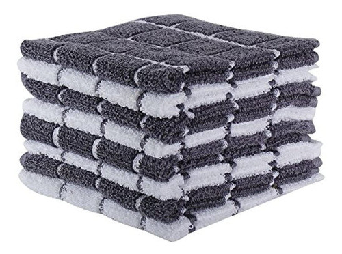 The Weavers Blend Juego De 8 Terry Dish Cloths Check Design 0