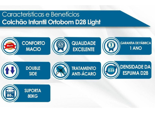 Colchão Infantil D28 Light Saúde (70x130x12) - Ortobom 1