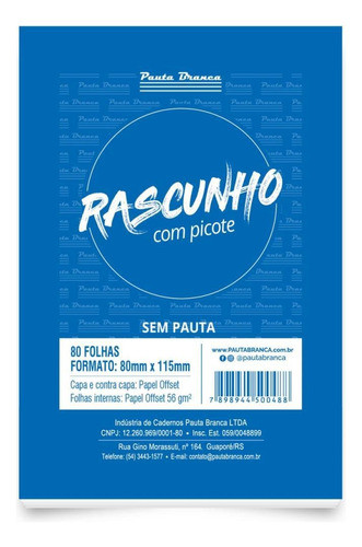 Bloco Para Rascunho C/picote S/pauta 80x115mm 80fl 1