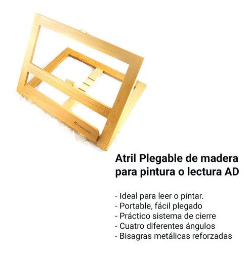 Atril Madera Para Lectura Pintar Regulable 4 Posiciones 1