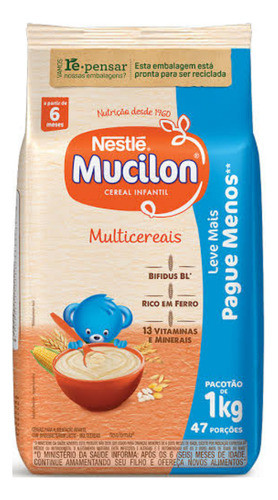 Kit 5 Cereal Infantil Mucilon Multicereais Pacote De 1 Kg 1