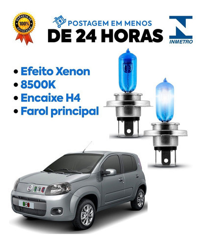 2 Lampadas Efeito Xenon 8500k Farol Uno Vivace 2011 A 2015 1