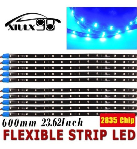 10 X 60cm Ultra Azul Smd Led Coche Motor Luz Tira Barra Flex 0