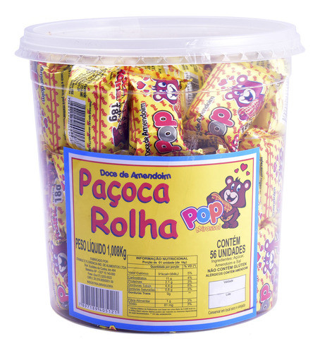 Paçoca Rolha Tradicional Covizzi Pote Com 56 Unidades 1 Kg 0