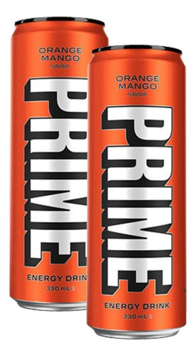 2 Energético Prime Energy Sabor Orange E Mango Lata 330ml 0