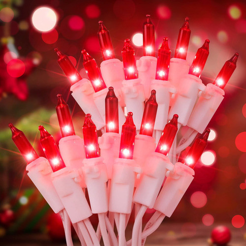 Hopolon Juego De 50 Luces Rojas De Navidad, 2 Unidades De Ca 0