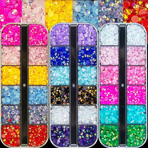8100pcs Candy Color Jelly Acrylic Nail Rhinestones Cristales 0