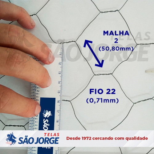 Tela Hexagonal Galinheiro Fio 22 50x1,80m - São Jorge 1