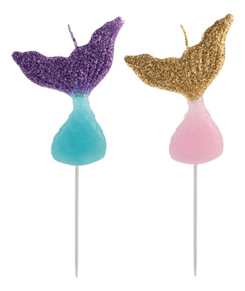 Vela Aniversário Cauda De Sereia Com Glitter Silver Festas 0