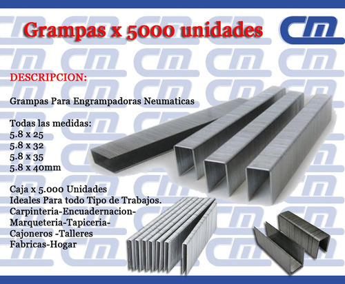 Grampas X 5000 Unidades Medida 5.8 X 35mm 1