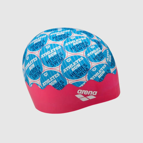 Touca Natação Arena Training Poolish Moulded Pins Azul Rosa 1