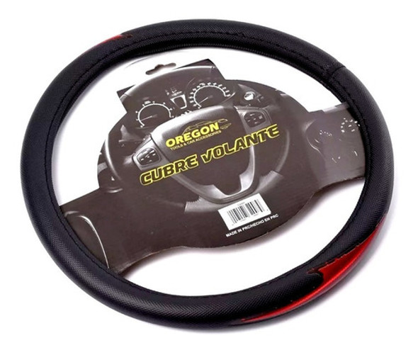 Cubre Volante Pvc 38cm Con Reflector Negro Y Rojo Universal 0