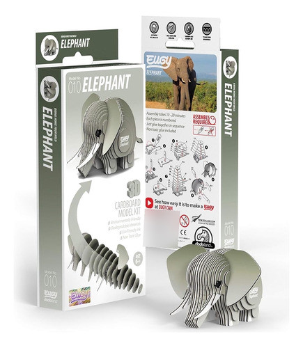 Eugy 010 Elefante Ecológico 3d Paper Puzzle [nuevo Sello] 1