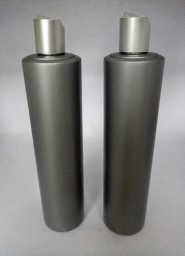 Botella 500ml Gris Plata Con Tapa De Metal Ideal Shampoo X10 1