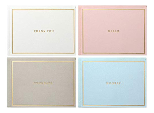 Surtido Distintivo De Tarjetas De Notas De Papelería Doradas 0