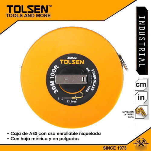 Cinta Métrica/pulgadas Fibra C/ Enrollador Tolsen 20m 35020 1