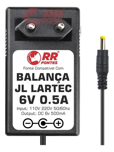 Carregador Fonte De Alimentação 6v Para Balança Lartec 1