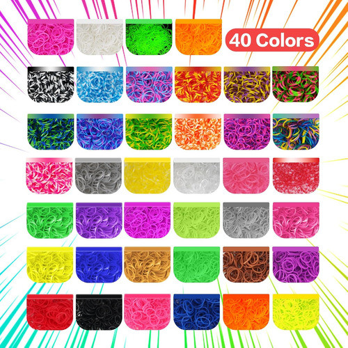 Brazaletes De Goma De 40 Colores Con Contenedor Azul 1